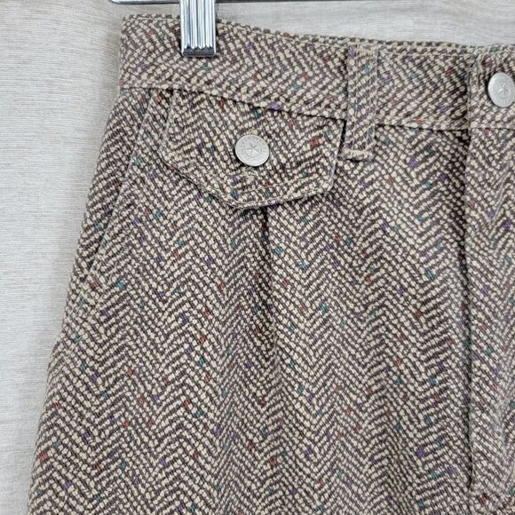 Vivaldi Jeanswear Vintage Classic Brown Herringbone Denim Midi Skirt 80s - Picture 5 of 13